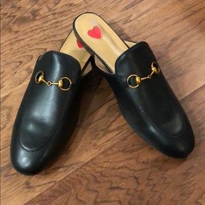 Black Leather Princetown Loafer Twins